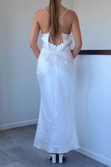 Robe Satinée Dos Nu Perlée