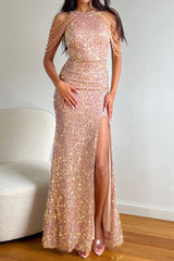 Robe De Mariée Pailletée Col Haut