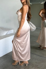 Robe Satin Drapée Romantique