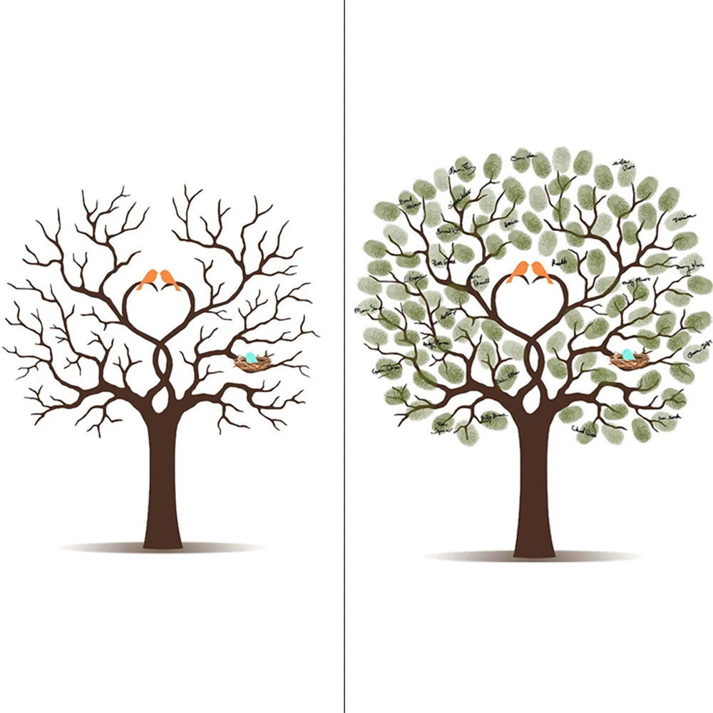 Arbre à empreinte mariage - Oiseaux - vue 2