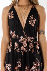 Robe Longue Noire à Sequins