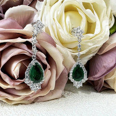 Boucle d'Oreilles Verte Mariage - vue 3