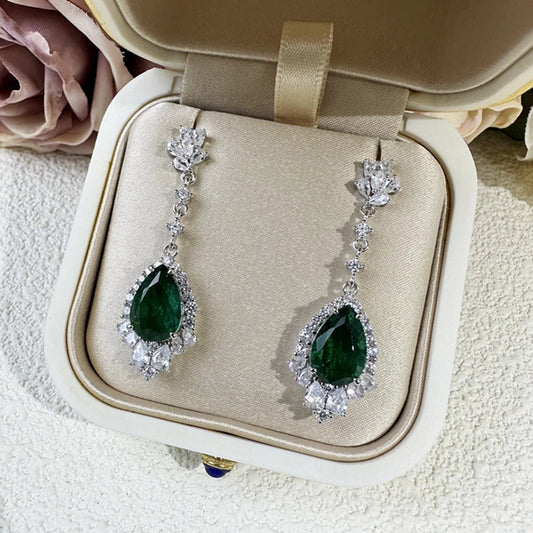 Boucle d'Oreilles Verte Mariage - vue 1