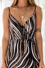 Robe Longue Bustier À Sequins Noirs