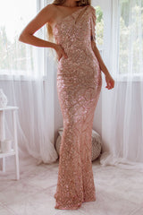 Robe De Mariée Asymétrique Dorée