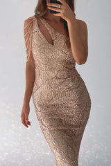 Robe De Mariée Asymétrique Dorée