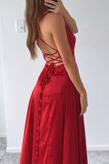 Robe Satin Ruby Col Drapé
