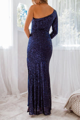 Robe Longue Asymétrique À Sequins
