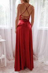 Robe Satin Ruby Col Drapé