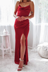 Robe Satin Ruby Drapée Fendue