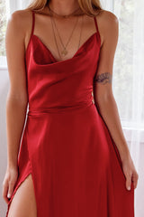 Robe Satin Ruby Col Drapé