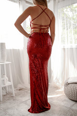 Robe Longue Sequins Ruby