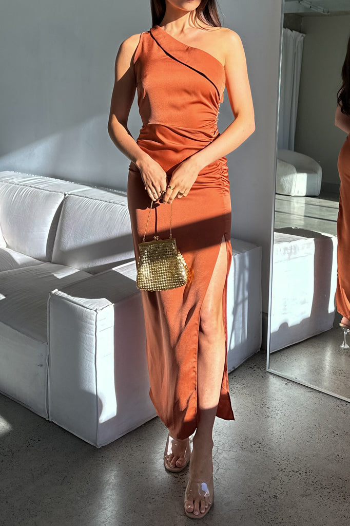 Robe Asymétrique Midi Terracotta - vue 2