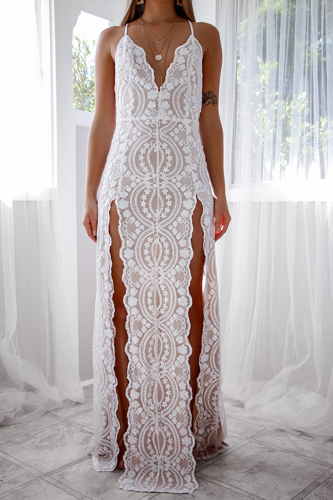 Robe De Mariée Fendue Scintillante - vue 3
