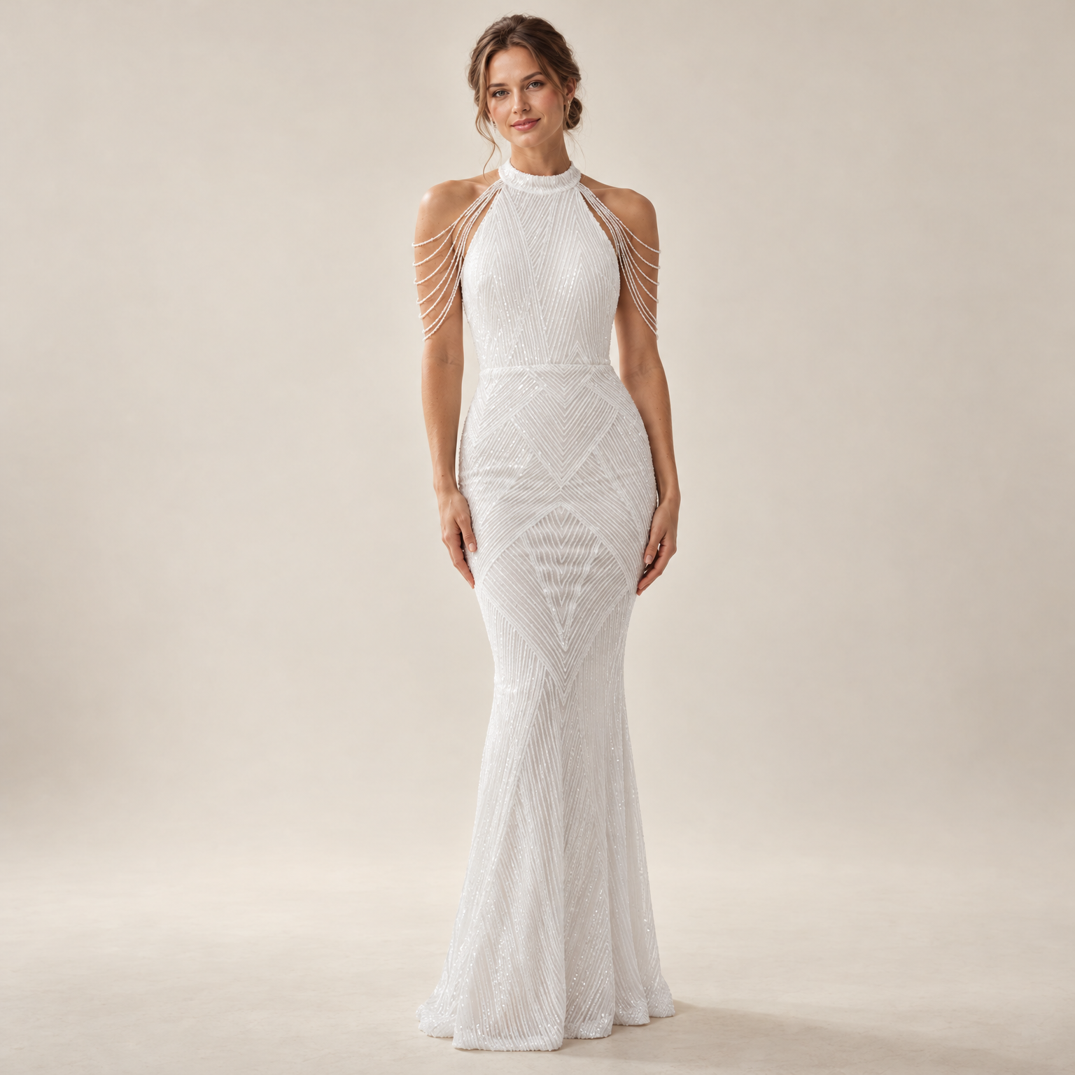 Robe De Mariée Sirène À Sequins portée
