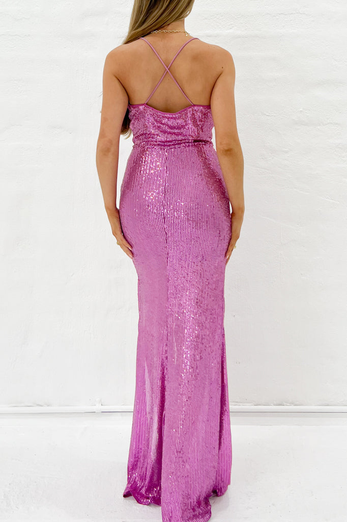 Robe De Soirée Halter À Sequins - vue 5
