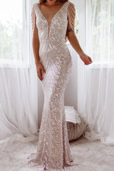 Robe De Soirée Longue À Sequins - vue 10