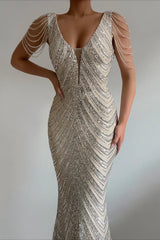 Robe De Soirée Longue À Sequins - vue 1
