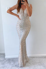 Robe De Soirée Longue À Sequins - vue 2
