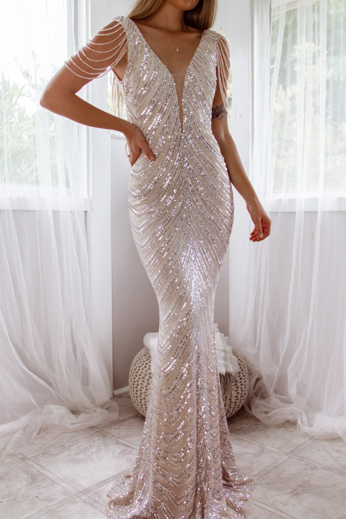 Robe De Soirée Longue À Sequins - vue 5