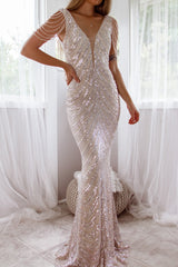 Robe De Soirée Longue À Sequins - vue 5