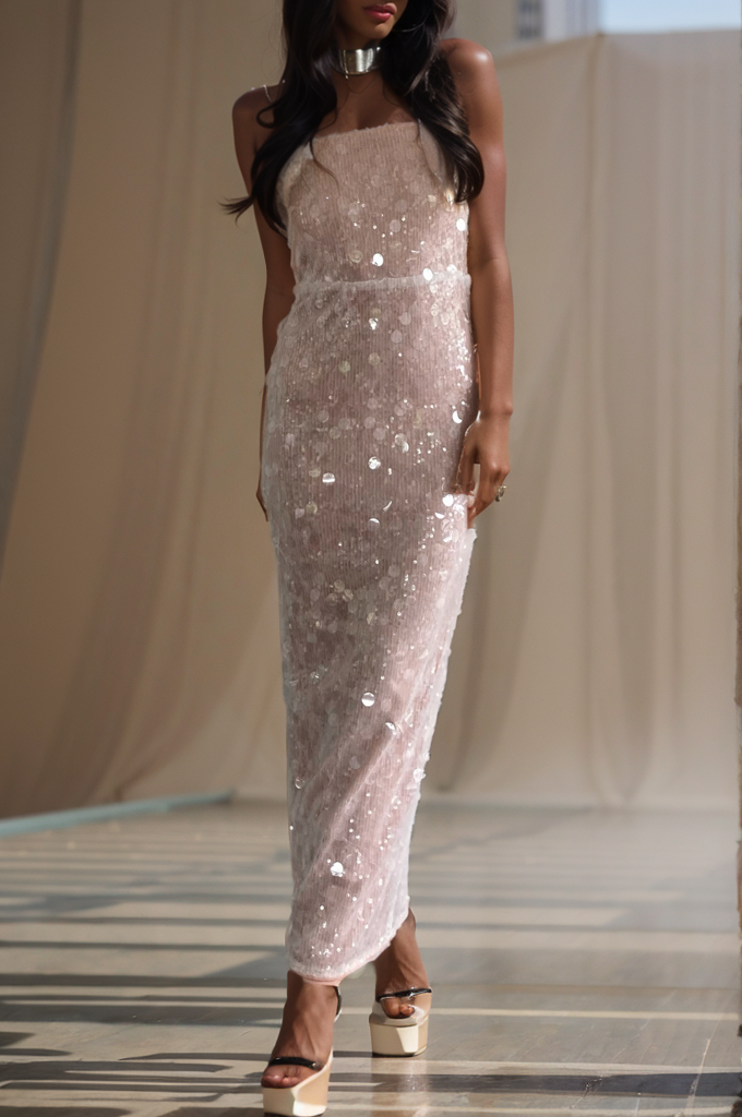 Robe Longue À Sequins - vue 1