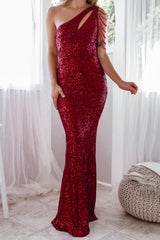 Robe Longue Asymétrique à Sequins - vue 13