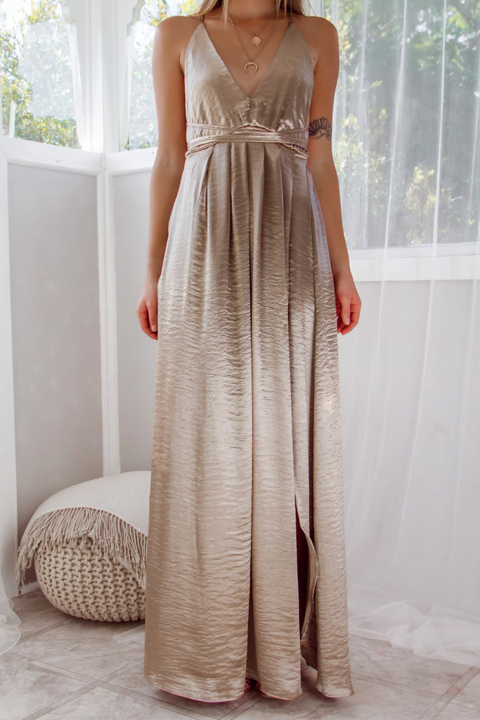 Robe Longue Satin Dos Croisé - vue 11
