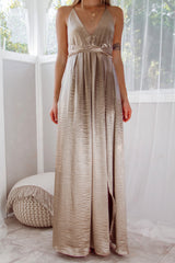 Robe Longue Satin Dos Croisé - vue 11