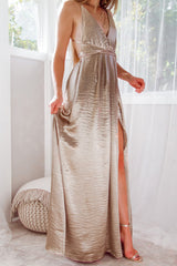 Robe Longue Satin Dos Croisé - vue 13