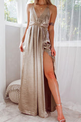 Robe Longue Satin Dos Croisé - vue 6