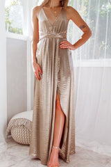 Robe Longue Satin Dos Croisé - vue 7