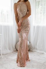 Robe Longue Sequins Rose Gold - vue 10