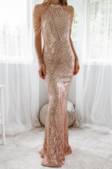 Robe Longue Sequins Rose Gold - vue 6
