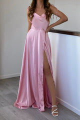 Robe Satin Blush Drapée Romantique - vue 1