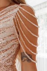 Robe Longue Glamour Dorée Perlée
