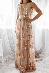 Robe Longue Scintillante Dos Croisé