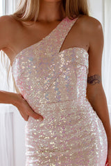 Robe Asymétrique Sequins Irisés
