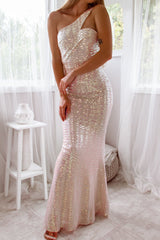 Robe Asymétrique Sequins Irisés