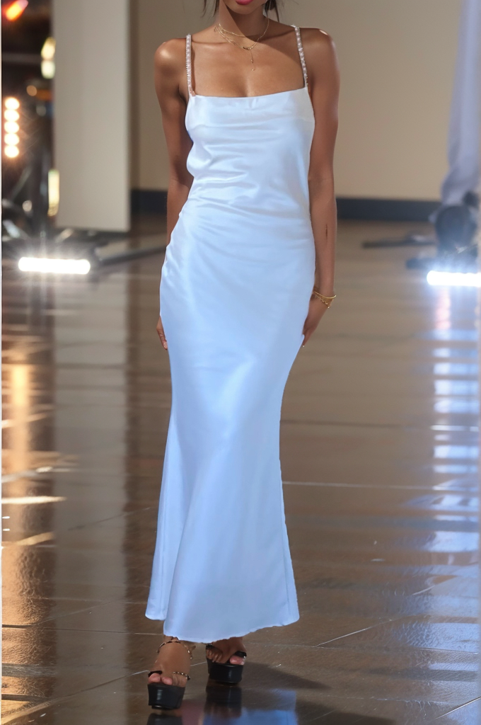 Robe Satinée Dos Nu Perlée