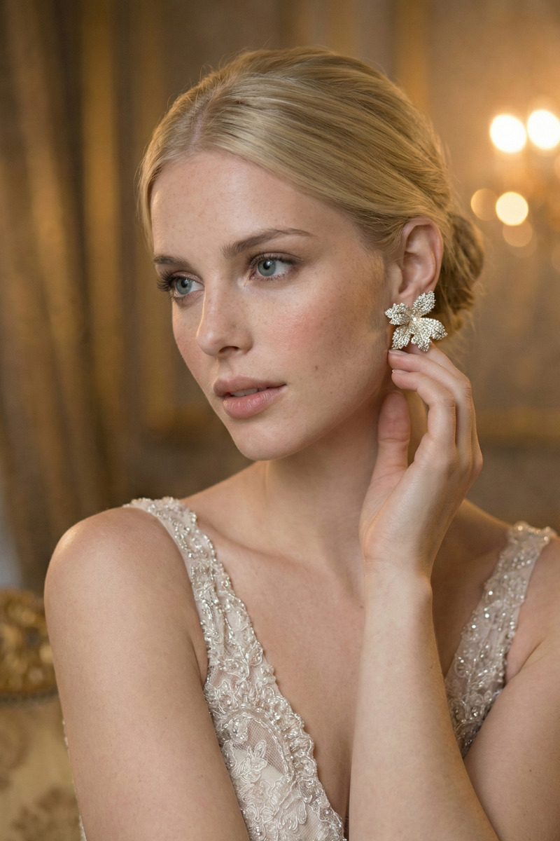 Boucle D'oreilles de Mariage Dorée