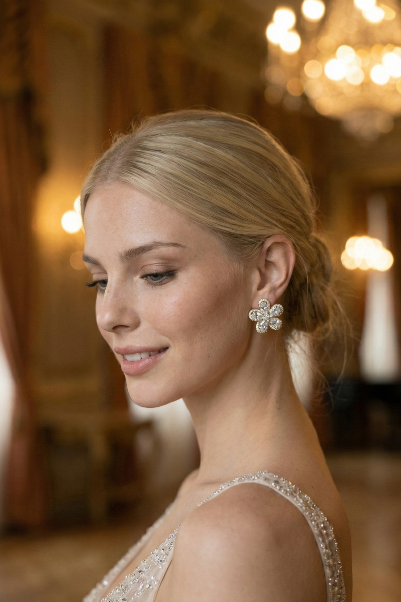 Boucle d'Oreilles Fleur Mariage