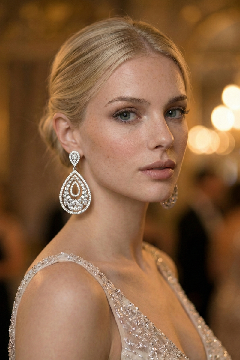 Boucle d'Oreilles Mariage Jeune Femme