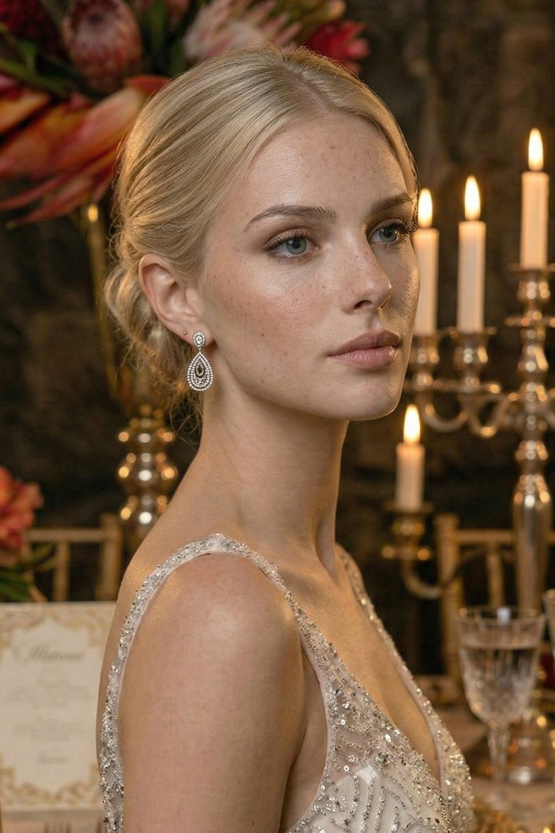 Boucle d'Oreilles Mariage Jeune Femme