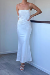 Robe Satinée Dos Nu Perlée