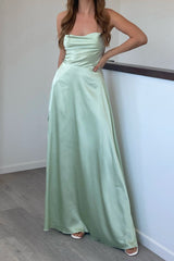 Robe Satin Vert Menthe Cowl