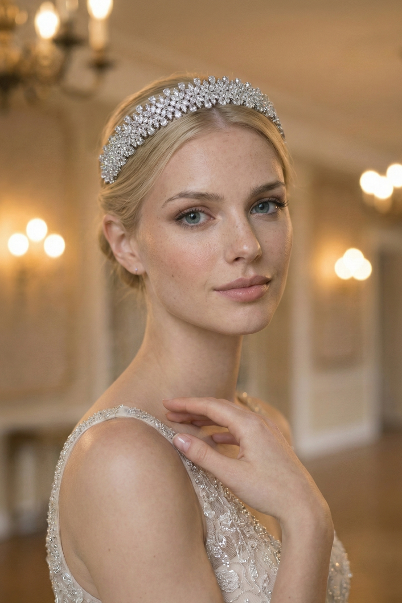 Headband Cheveux Mi-Long Mariage
