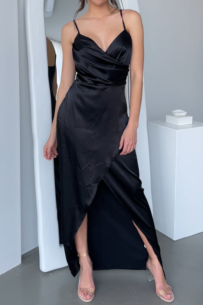 Robe Drapée En Satin Chic