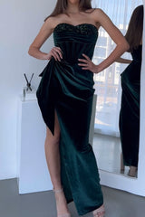 Robe Longue Velours Décolleté Cœur