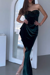Robe Longue Velours Décolleté Cœur